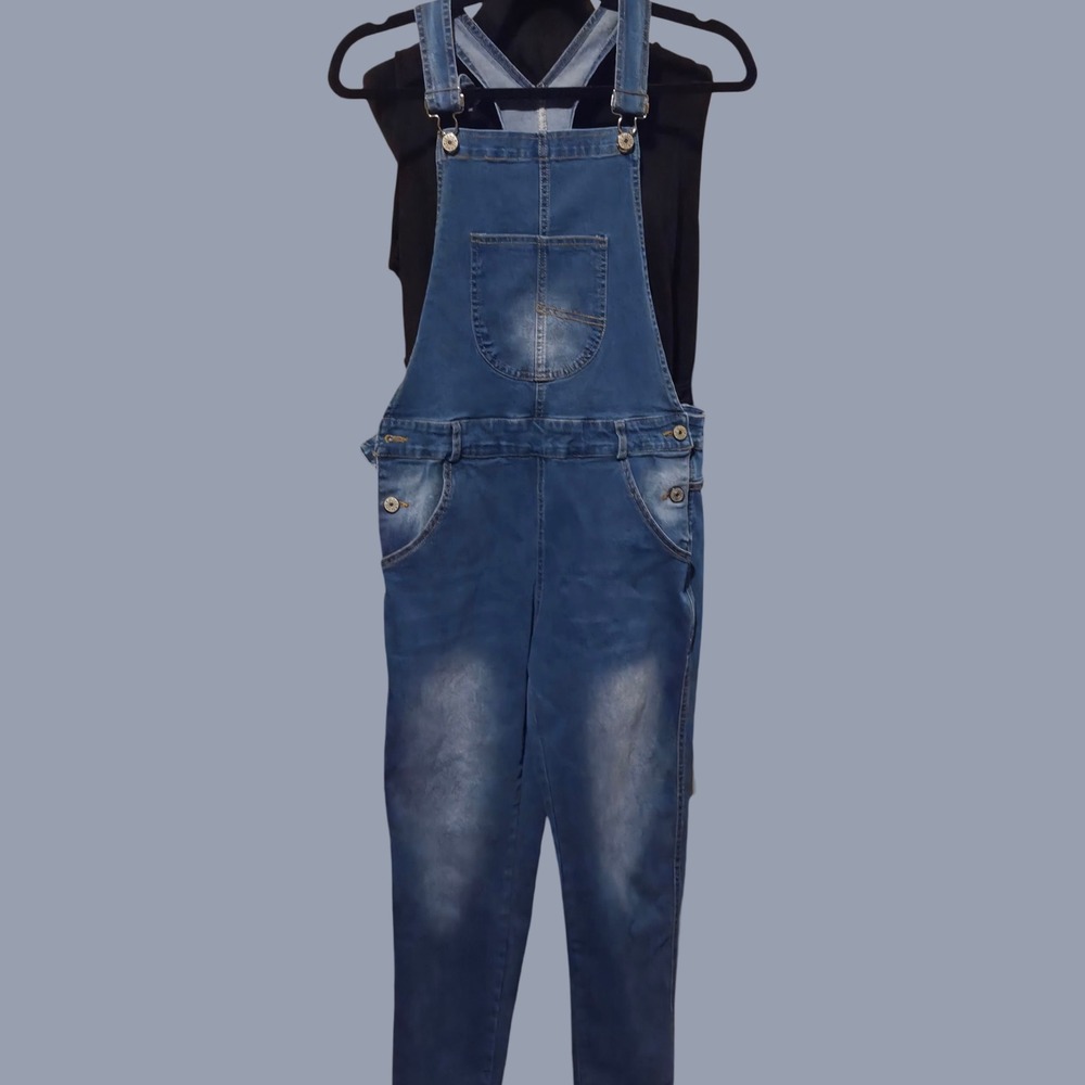KidsCool Space Denim Bib Overalls Youth L 14-16 Sz 170‎ Adjustable Straps